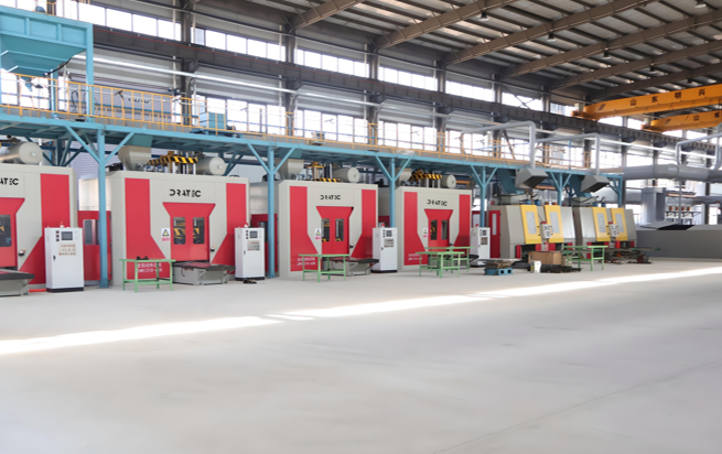 Wide shot of a foundry floor