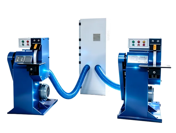 Grinding machines connected to a central dust collection system